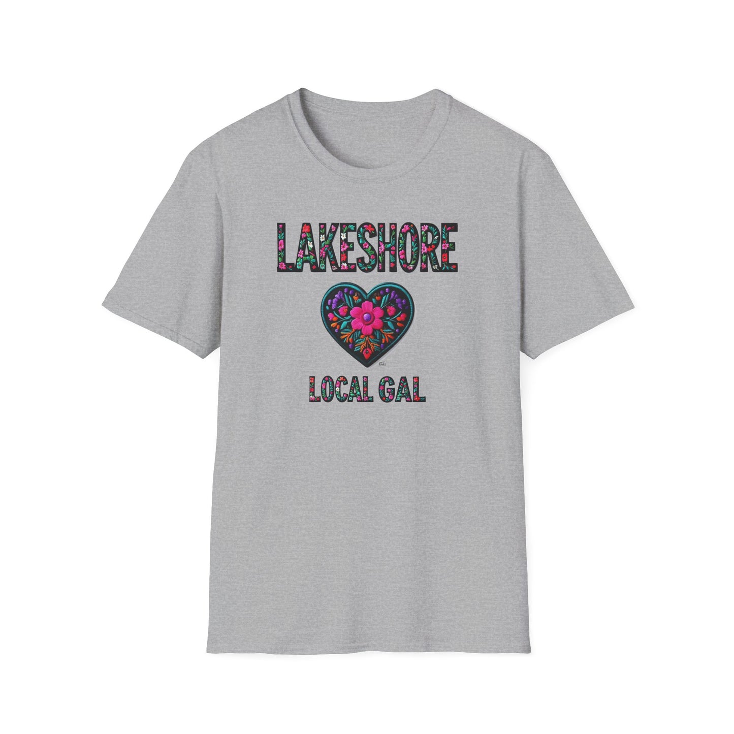 LAKESHORE Local Gal Flower-Heart T-Shirt, 3 Softstyle Graphic Tee, Unisex Casual Wear, Support Local Merch, Gift for Community Lovers, Finkz WINDSOR