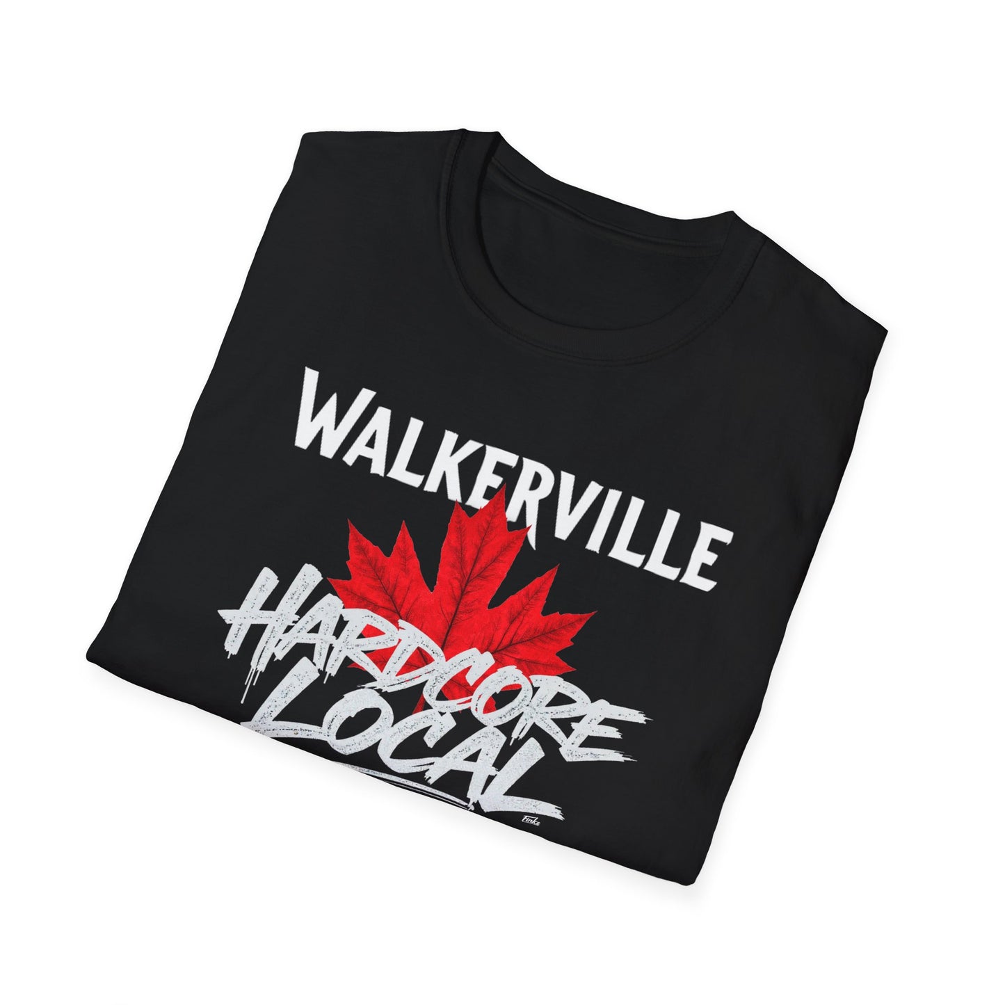WALKERVILLE Hardcore Local, We Support Our Own, Red Leaf 3 T-Shirt, Softstyle Graphic Tee, Unisex Casual Wear, Support Local Merch, Gift for Community Lovers, FINKZ WINDSOR