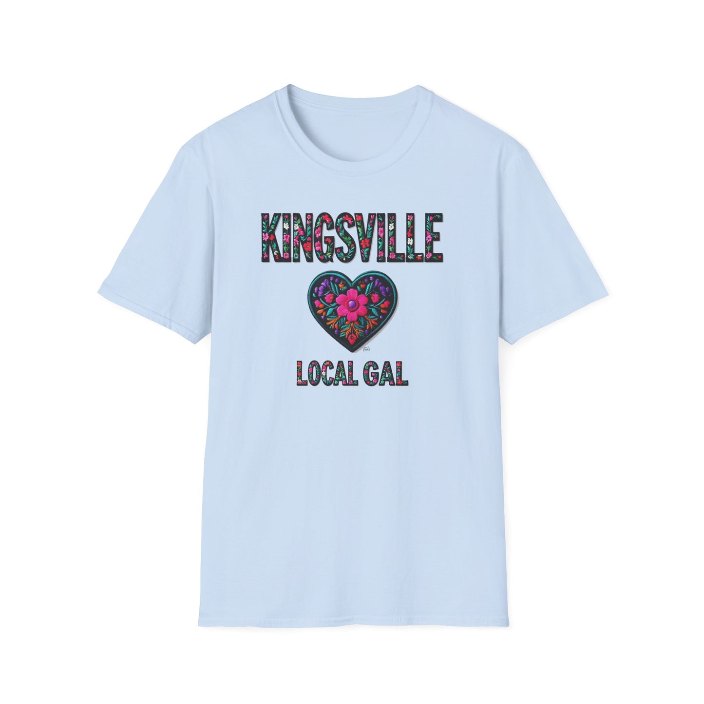 KINGSVILLE Local Gal Flower-Heart T-Shirt, 3 Softstyle Graphic Tee, Unisex Casual Wear, Support Local Merch, Gift for Community Lovers, Finkz WINDSOR
