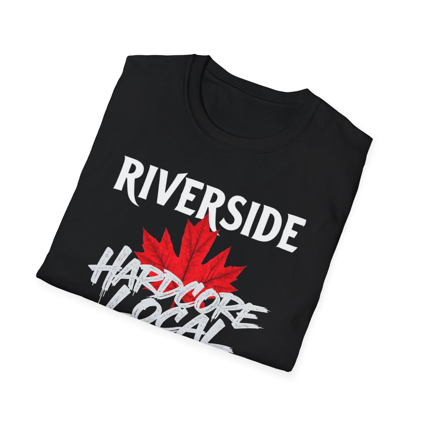 RIVERSIDE Hardcore Local, We Support Our Own, Red Leaf 3 T-Shirt, Softstyle Graphic Tee, Unisex Casual Wear, Support Local Merch, Gift for Community Lovers, FINKZ WINDSOR