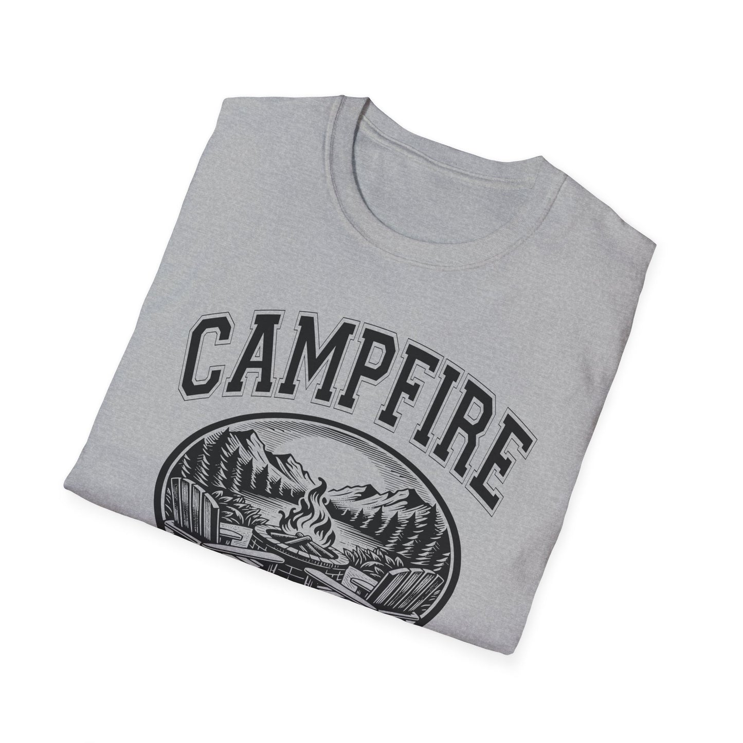 Campfire Social Club Chairs & back T-Shirt, c00-n00-s008 Softstyle Graphic Tee, Unisex Casual Wear, Support'N Locals Merch, Gift for Community Lovers, wednesday