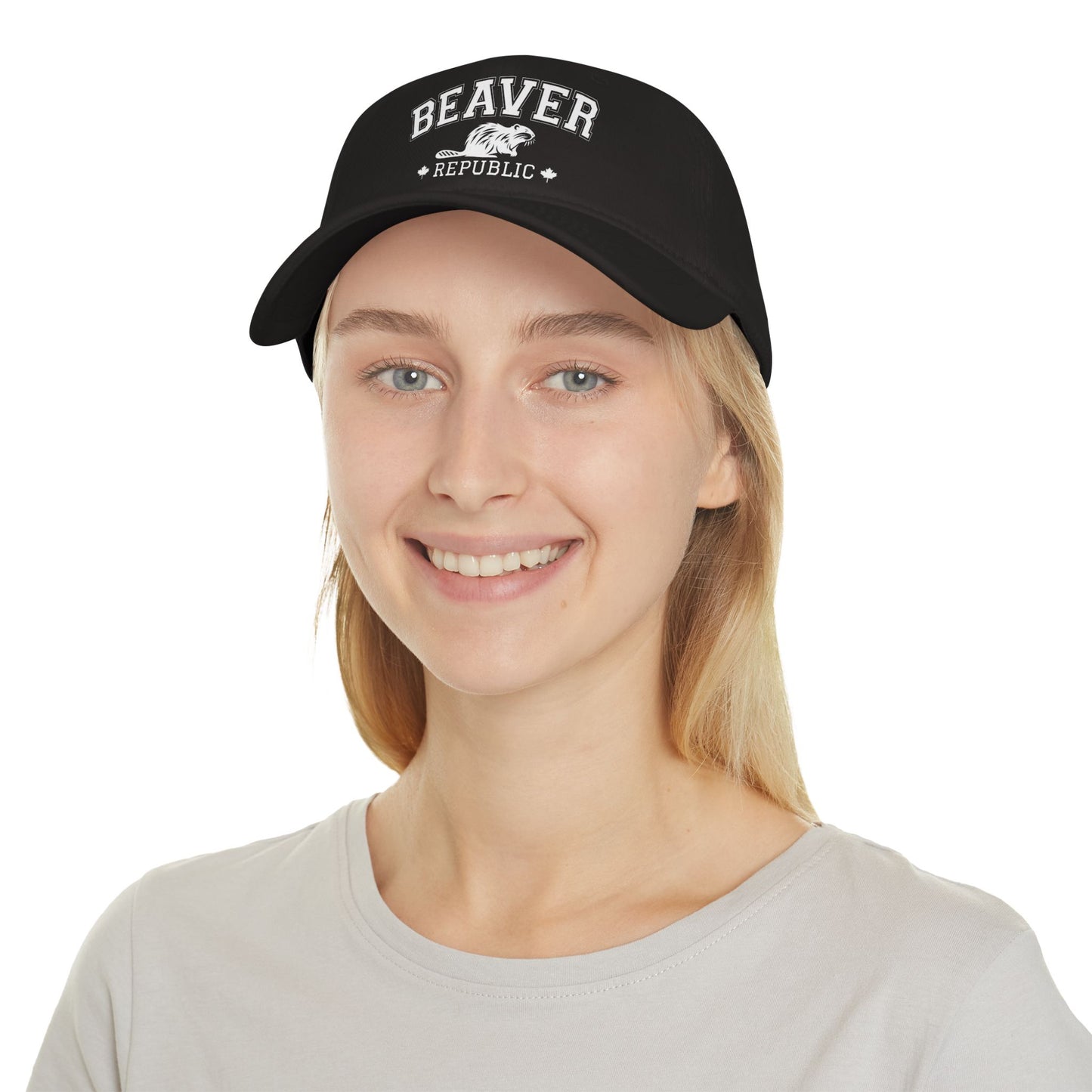 Beaver Republic Black Low Profile Baseball Cap, Adjustable Hat, Outdoor Gear, Casual Style, Gift for Nature Lovers