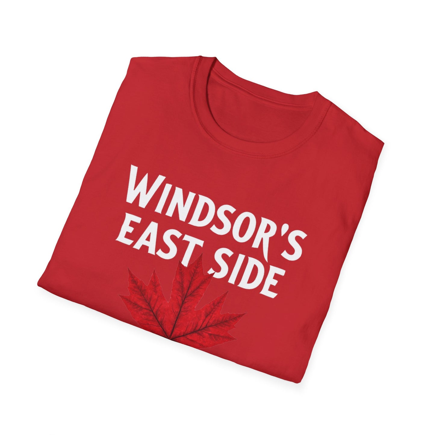 Windsor East Side Hardcore Local Red Leaf, We Support Our Own, 1 T-Shirt, Softstyle Graphic Tee, Unisex Casual Wear, Support Local Merch, Gift for Community Lovers