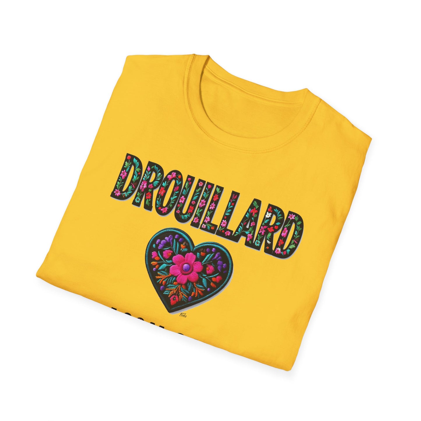 DROUILLARD Local Gal Flower-Heart T-Shirt, Softstyle Graphic Tee, Unisex Casual Wear, Support Local Merch, Gift for Community Lovers, Finkz WINDSOR