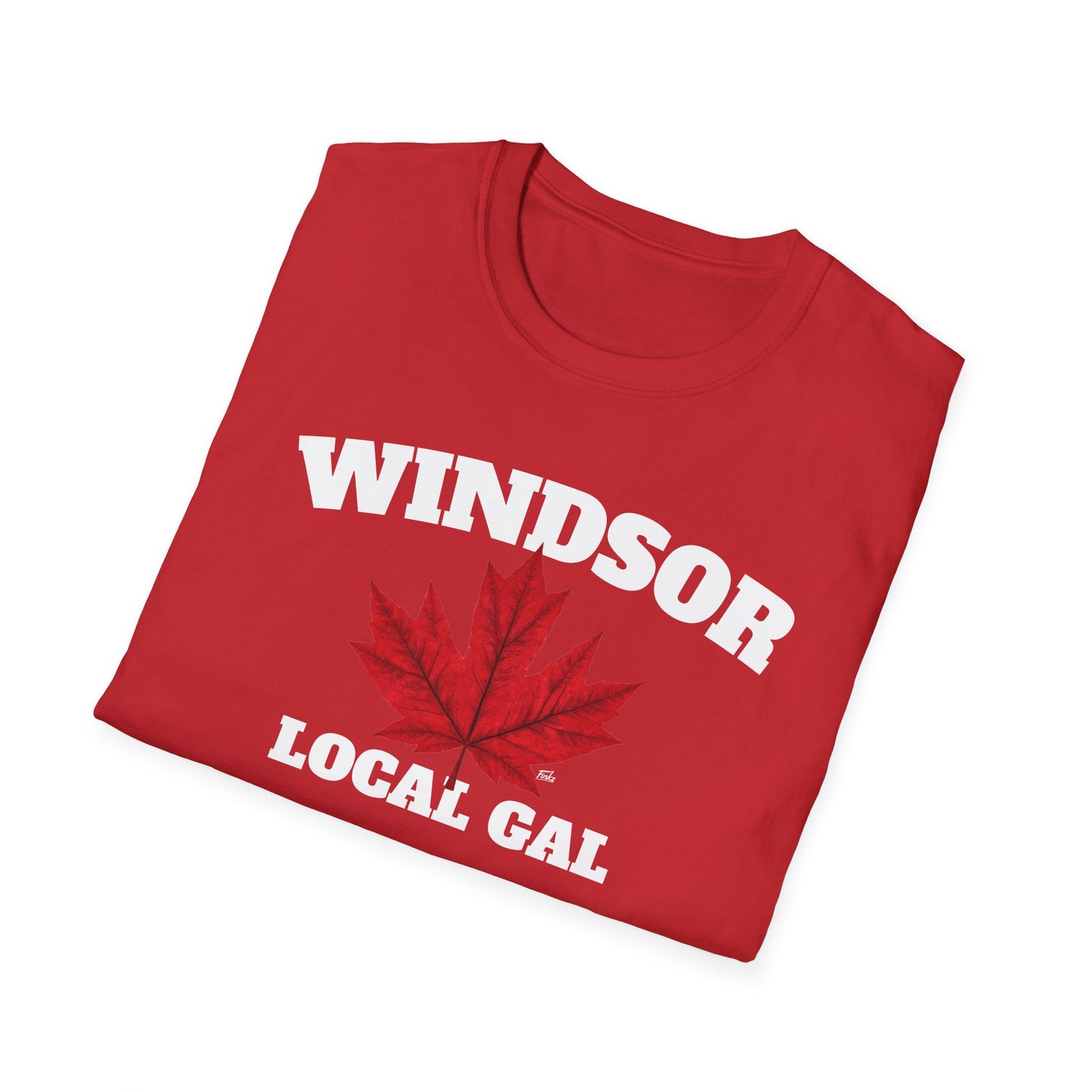 Windsor Local Gal Red Leaf T-Shirt, Softstyle Graphic Tee, Unisex Casual Wear, Support Local Merch, Gift for Community Lovers, Finkz