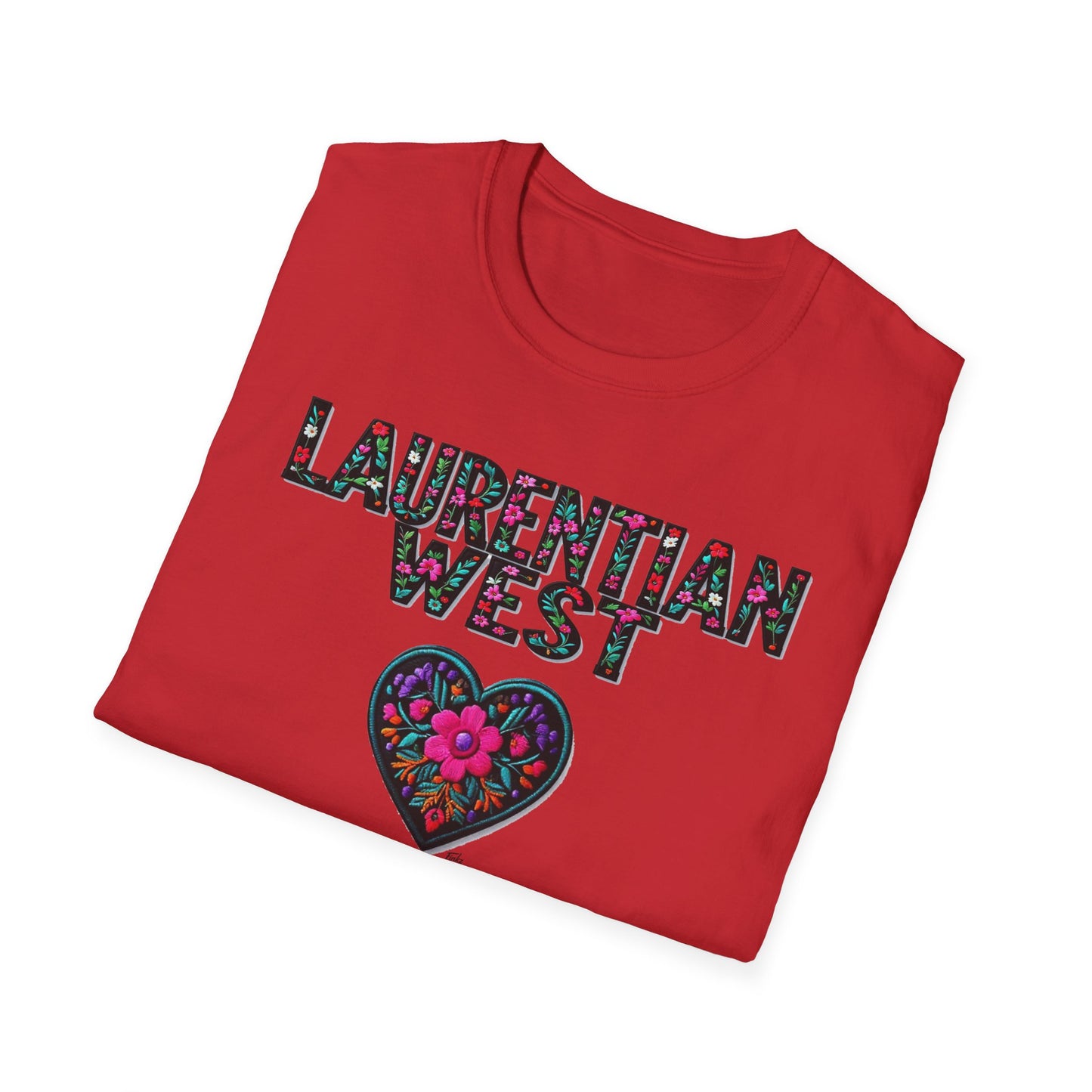 Laurentian West Local Gal Flower-Heart T-Shirt, c03-n01-s005 Softstyle Graphic Tee, Unisex Casual Wear, Support Local Merch, Gift for Community Lovers, Finkz WINDSOR