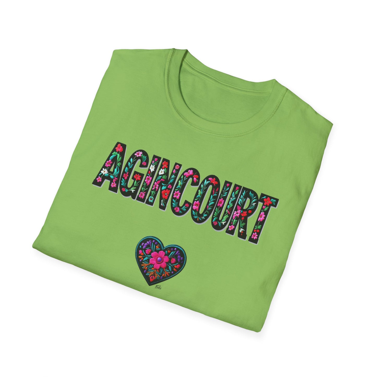 Agincourt Local Gal Flower-Heart T-Shirt, c06-n01-s005 Softstyle Graphic Tee, Unisex Casual Wear, Support Local Merch, Gift for Community Lovers, Finkz WINDSOR
