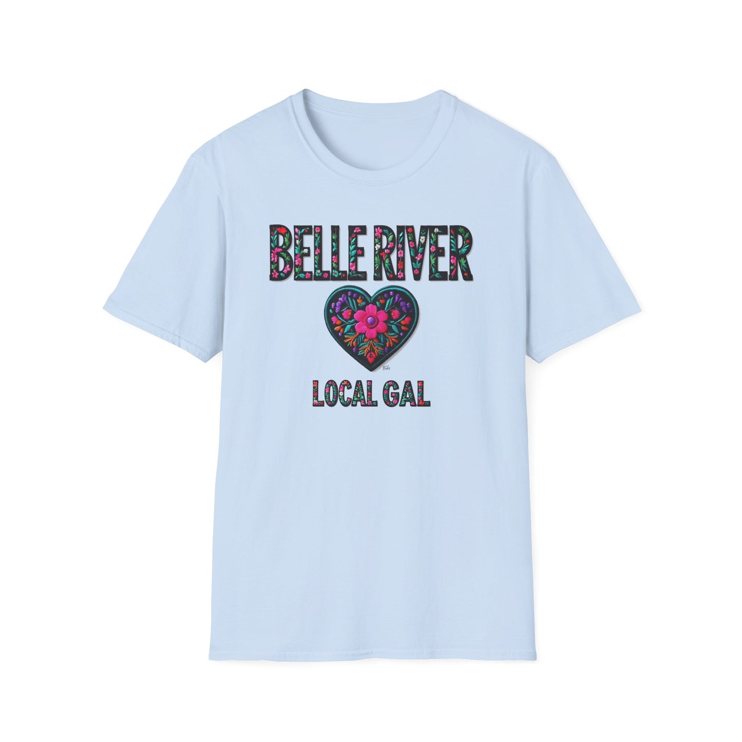 BELLE RIVER Local Gal Flower-Heart T-Shirt, 3 Softstyle Graphic Tee, Unisex Casual Wear, Support Local Merch, Gift for Community Lovers, Finkz WINDSOR