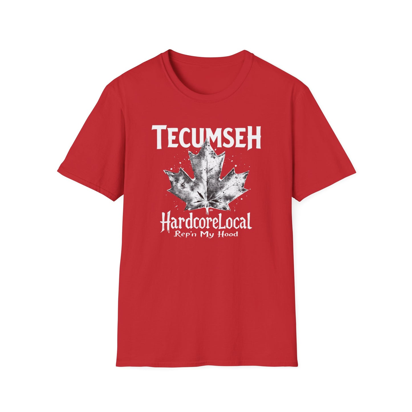 TECUMSEH, Rep'n My Hood, Hardcore Local Cool Leaf T-Shirt, Softstyle Graphic Tee, Unisex Casual Wear, Support Local Merch, Gift for Community Lovers, Finkz WINDSOR