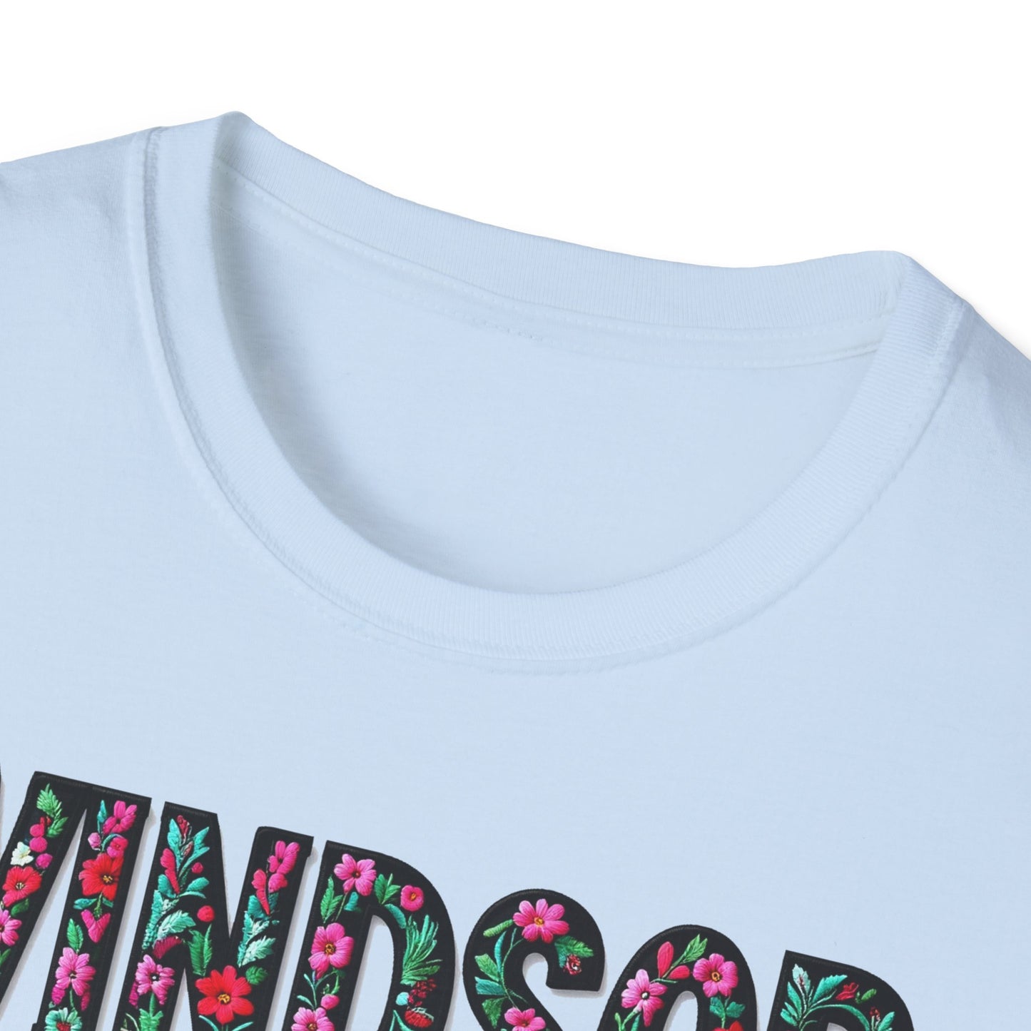 WINDSOR Local Gal Flower-Heart T-Shirt, c01-n00-s005 Softstyle Graphic Tee, Unisex Casual Wear, Support Local Merch, Gift for Community Lovers, Finkz WINDSOR