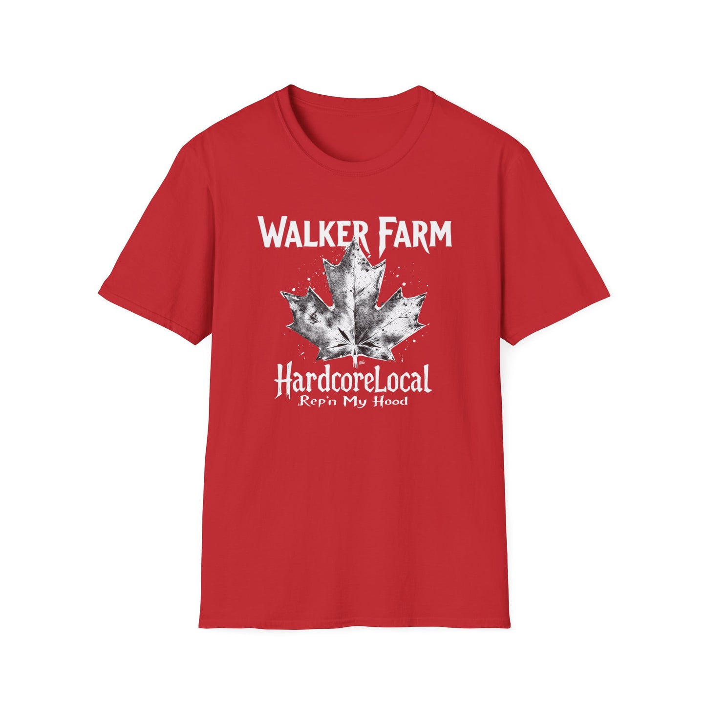 WALKER FARM, Rep'n My Hood, Hardcore Local Cool Leaf T-Shirt, Softstyle Graphic Tee, Unisex Casual Wear, Support Local Merch, Gift for Community Lovers, Finkz WINDSOR