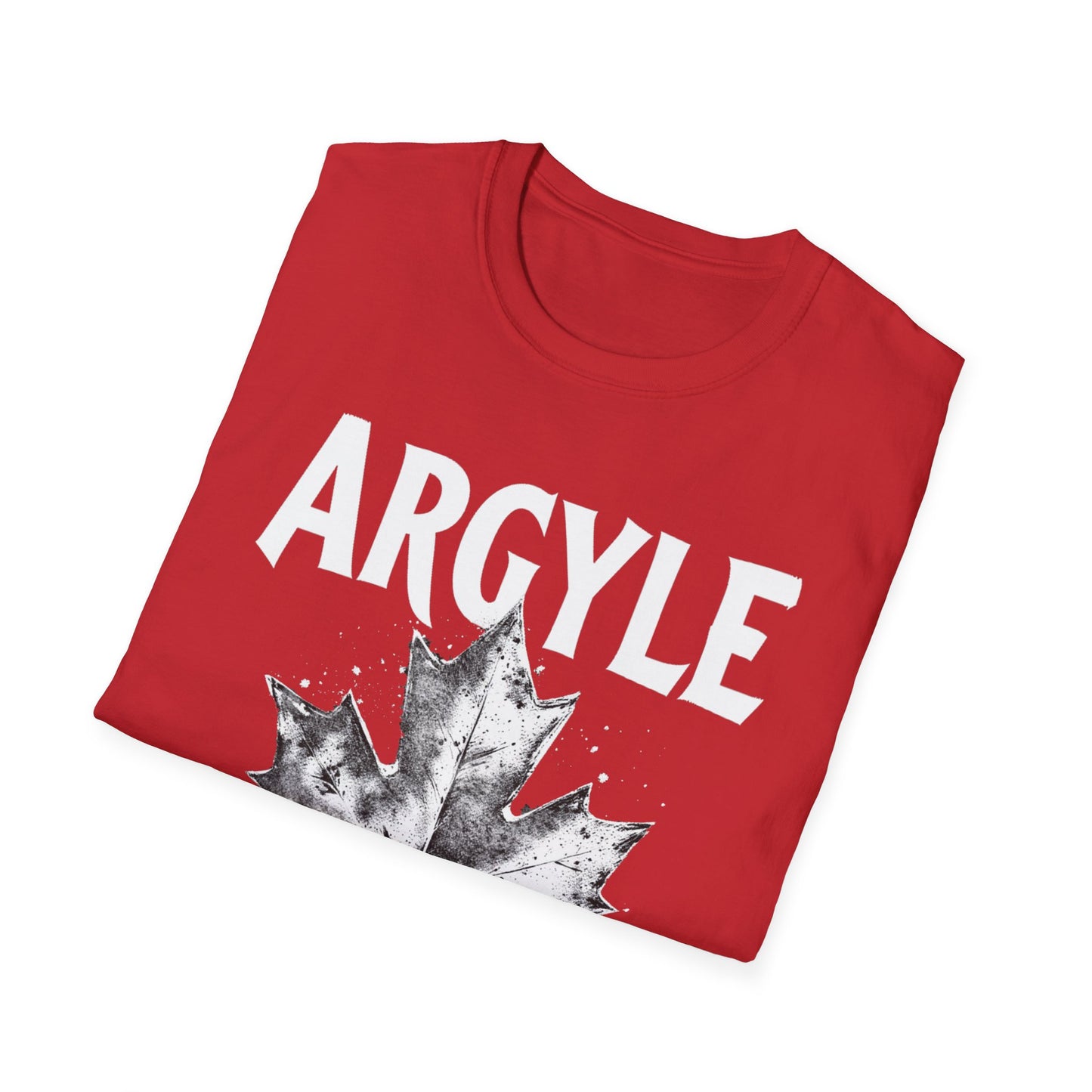 Argyle Hardcore Rep'n White Leaf T-Shirt, c02-n01-s007 Softstyle Graphic Tee, Unisex Casual Wear, Support'n Locals Merch, Gift for Community Lovers.