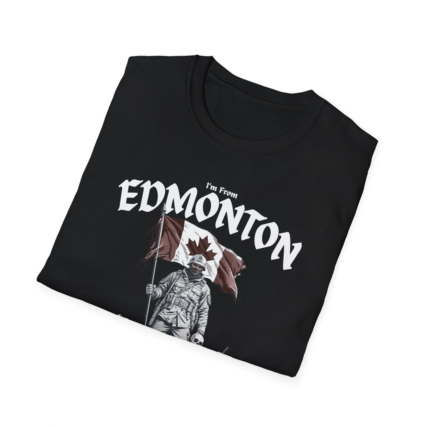 Edmonton Underestimate Guy T-Shirt, c12-n00-s002 Softstyle Graphic Tee, Unisex Casual Wear, Support'n Locals Merch, Gift for Community Lovers.