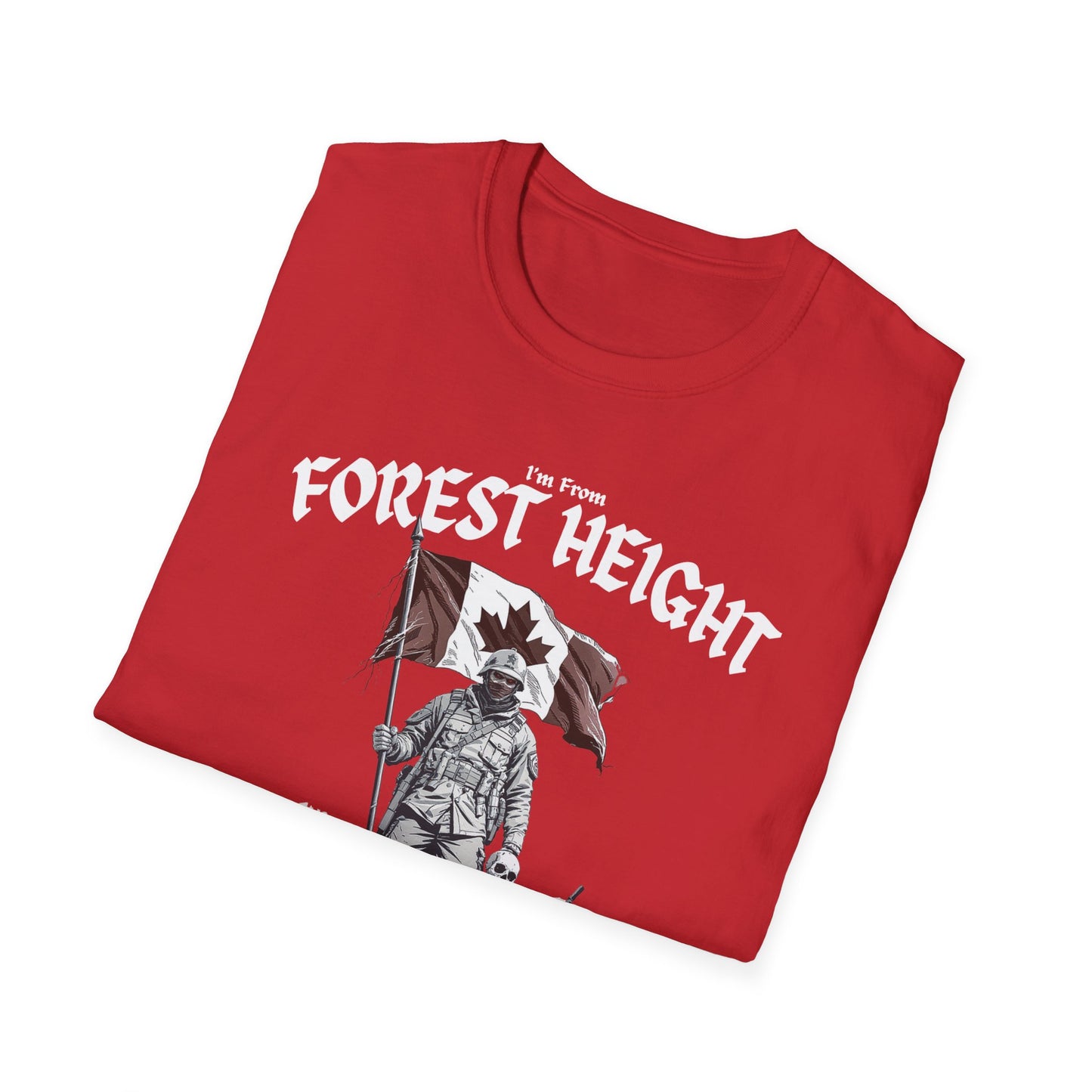 Forest Heights Underestimate Guy T-Shirt, c03-n03-s002 Softstyle Graphic Tee, Unisex Casual Wear, Support'n Locals Merch, Gift for Community Lovers.