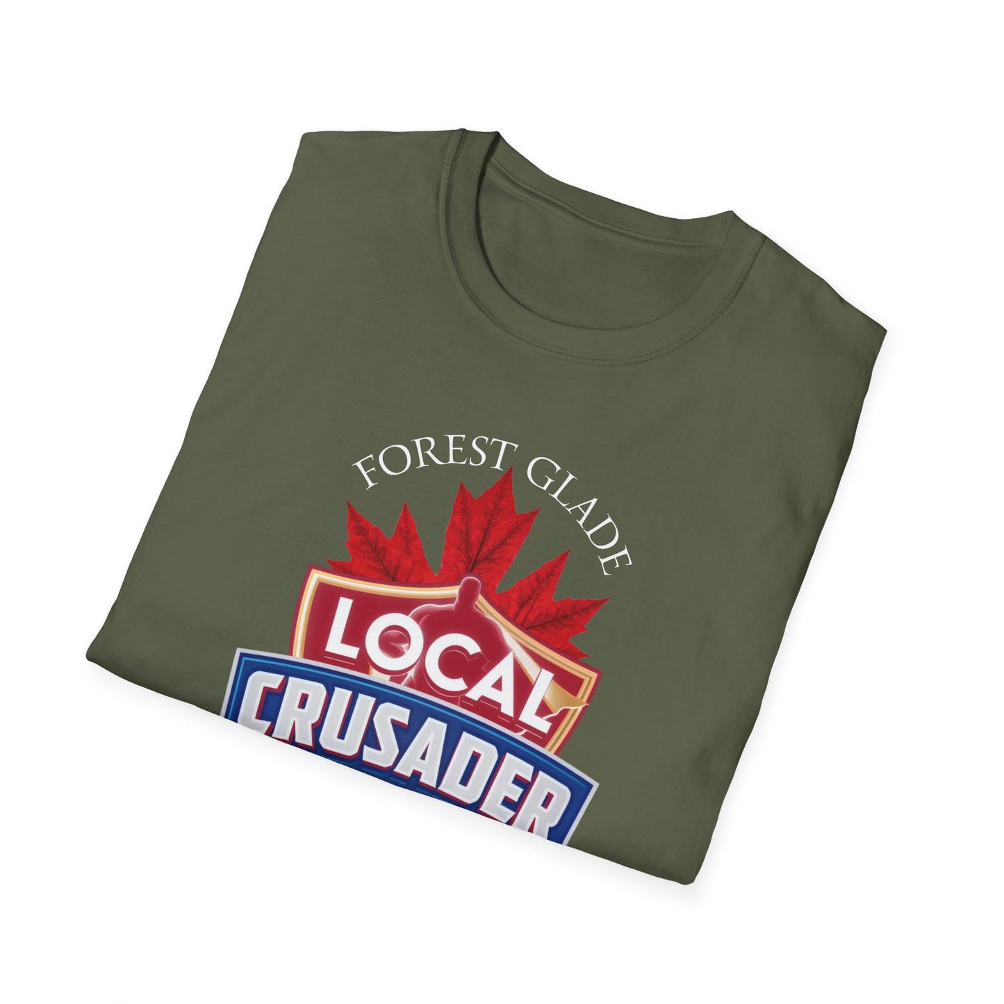 FOREST GLADE Local Crusader, 1 Leaf, I Support Locals T-Shirt, Softstyle Graphic Tee, Unisex Casual Wear, Support Local Merch, Gift for Community Lovers, Finkz Windsor