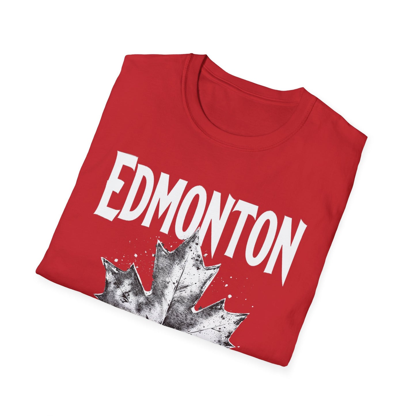 Edmonton Hardcore Rep'n White Leaf T-Shirt, c012-n00-s007 Softstyle Graphic Tee, Unisex Casual Wear, Support'n Locals Merch, Gift for Community Lovers.