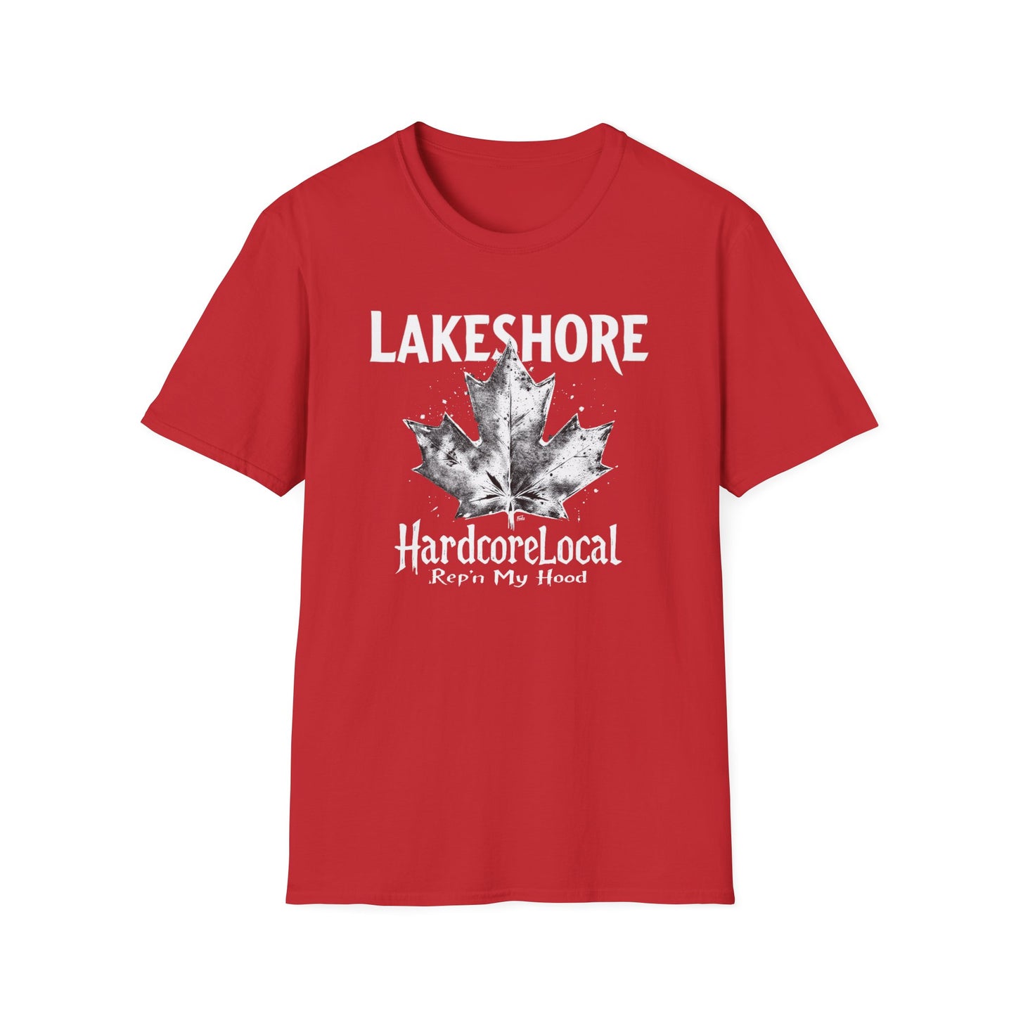 LAKESHORE, Rep'n My Hood, Hardcore Local Cool Leaf T-Shirt, Softstyle Graphic Tee, Unisex Casual Wear, Support Local Merch, Gift for Community Lovers, Finkz WINDSOR