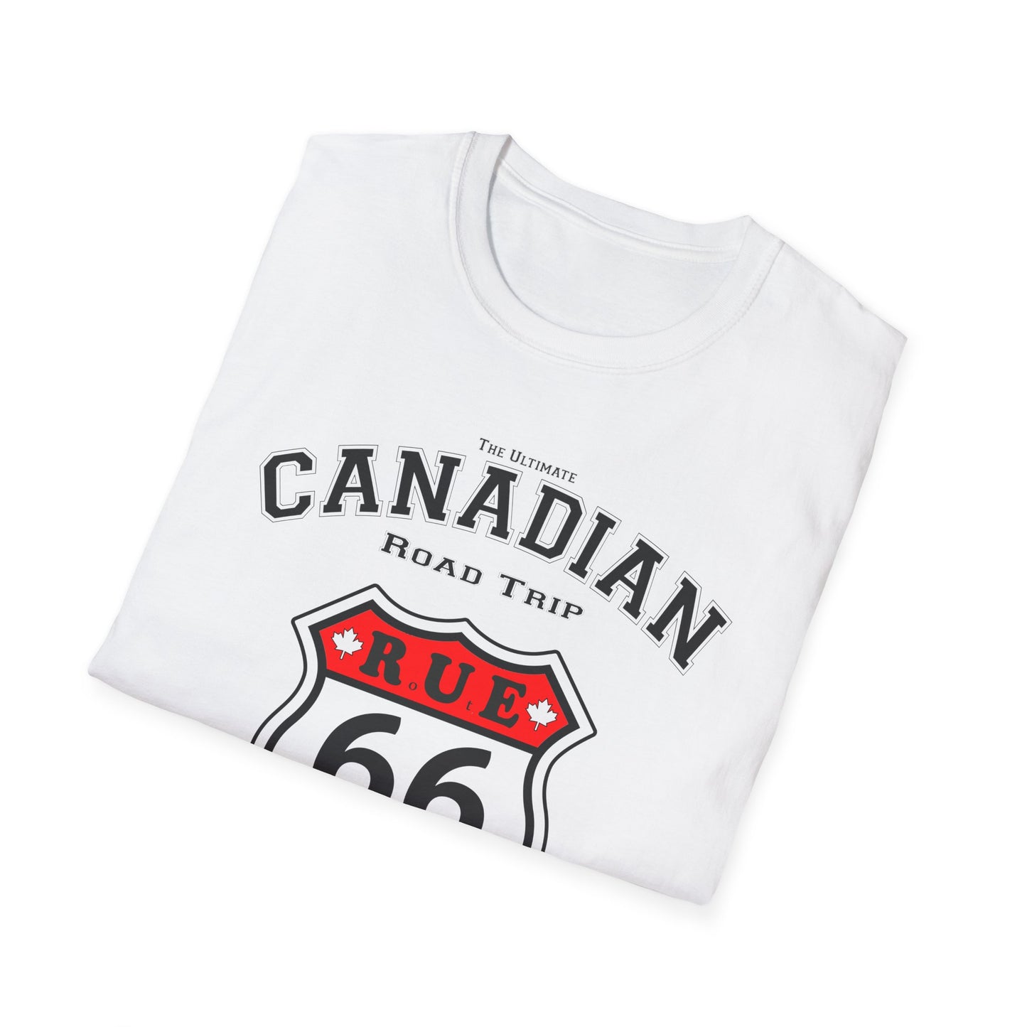 Canadian Rue 66 Road Trip Adventure Trail Red T-Shirt, Softstyle, Unisex - Rue66.ca