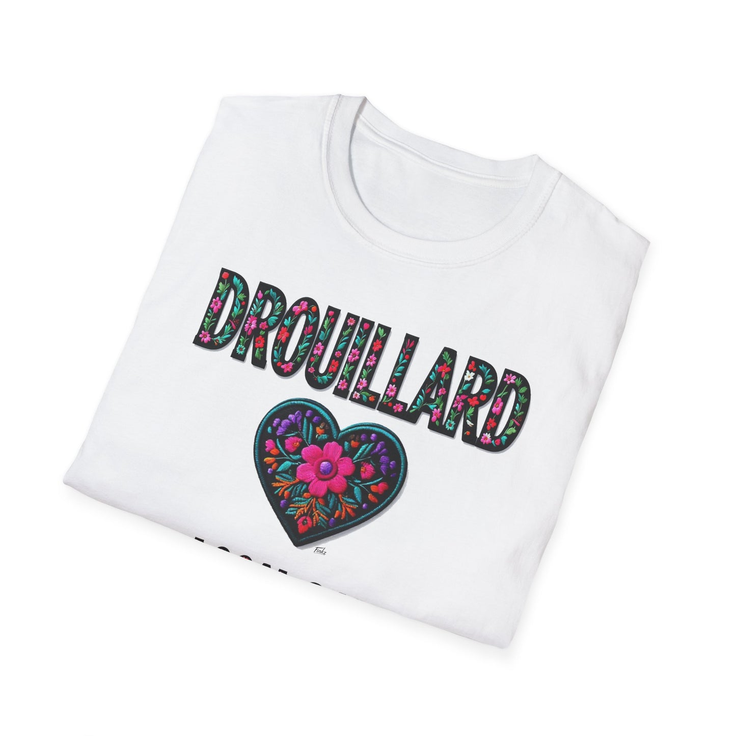 DROUILLARD Local Gal Flower-Heart T-Shirt, Softstyle Graphic Tee, Unisex Casual Wear, Support Local Merch, Gift for Community Lovers, Finkz WINDSOR