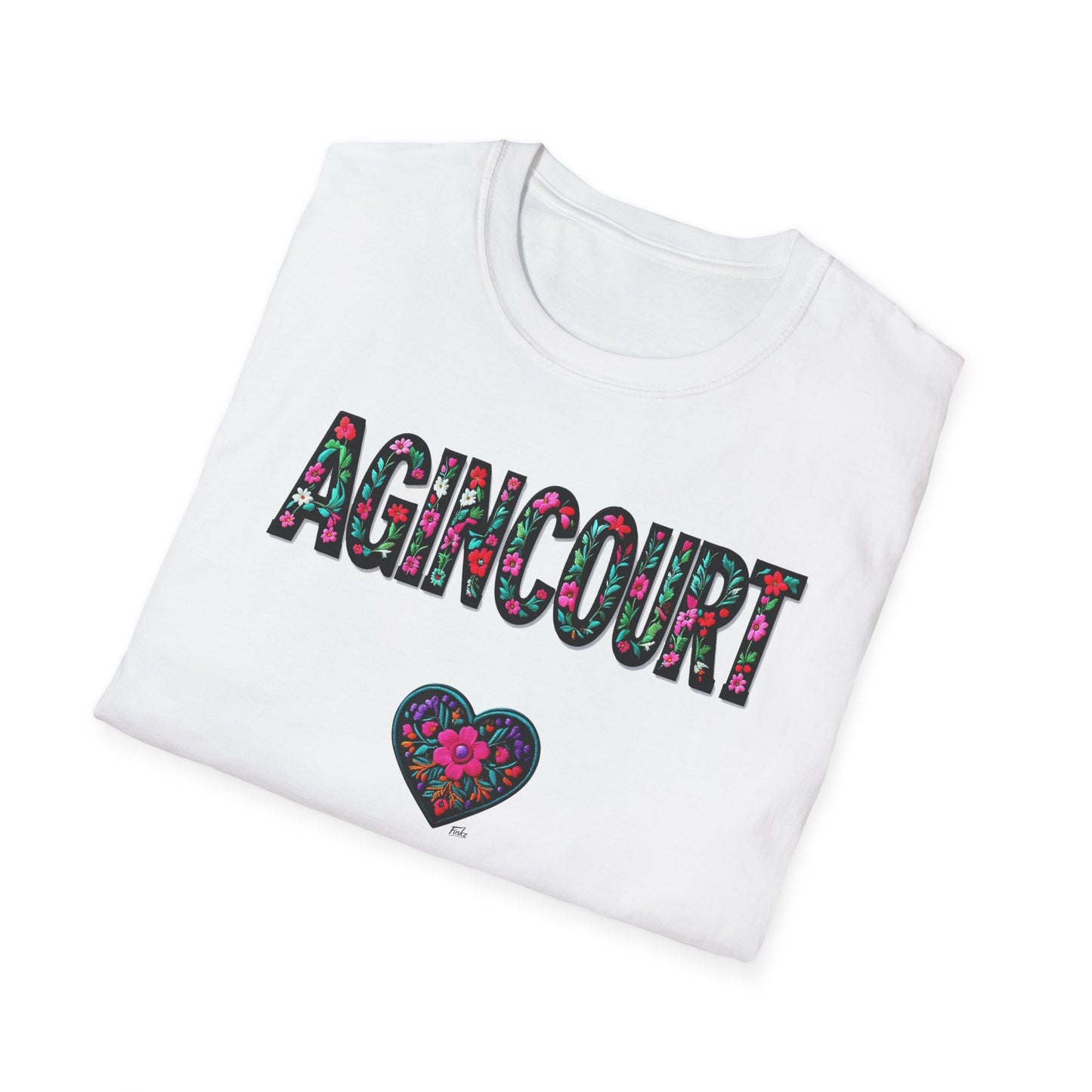 Agincourt Local Gal Flower-Heart T-Shirt, c06-n01-s005 Softstyle Graphic Tee, Unisex Casual Wear, Support Local Merch, Gift for Community Lovers, Finkz WINDSOR