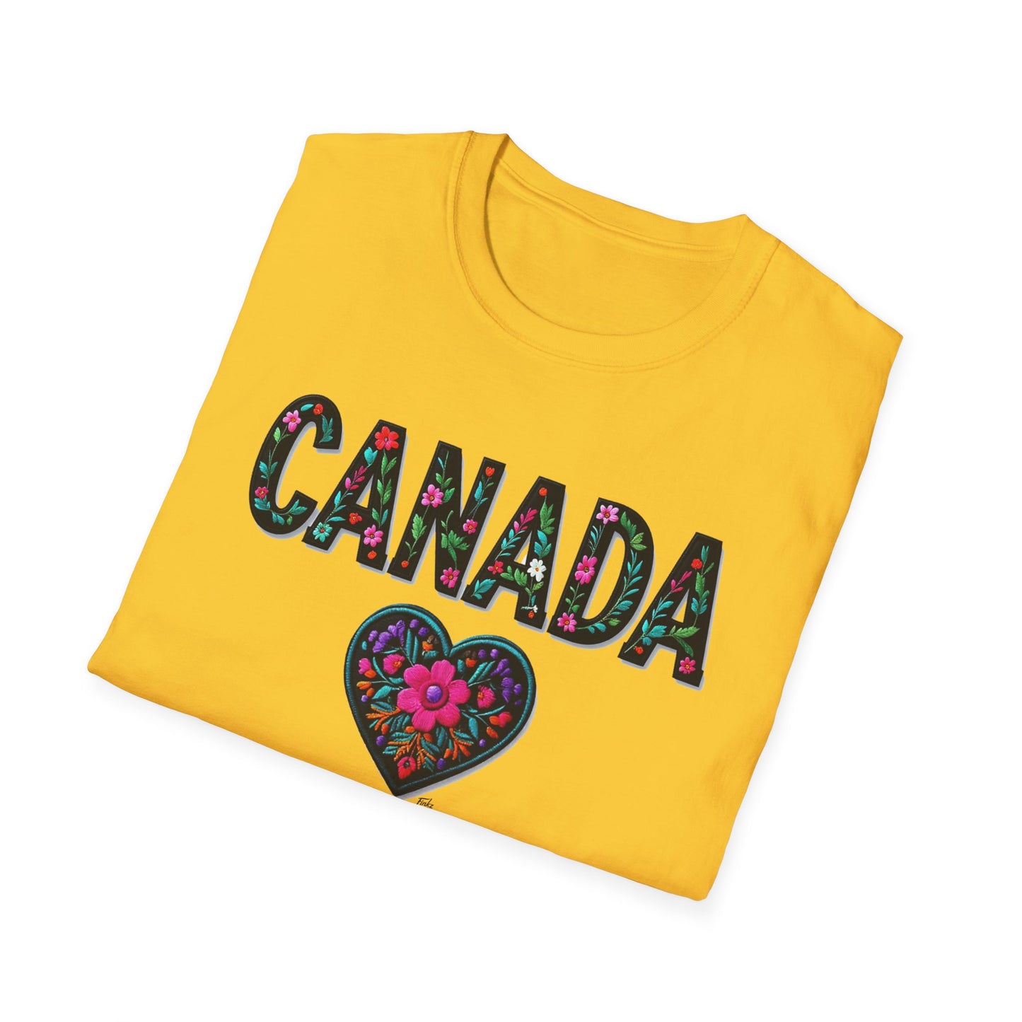 Canada Local Gal Flower-Heart T-Shirt, c00-n00-s005 Softstyle Graphic Tee, Unisex Casual Wear, Support Local Merch, Gift for Community Lovers, Finkz WINDSOR