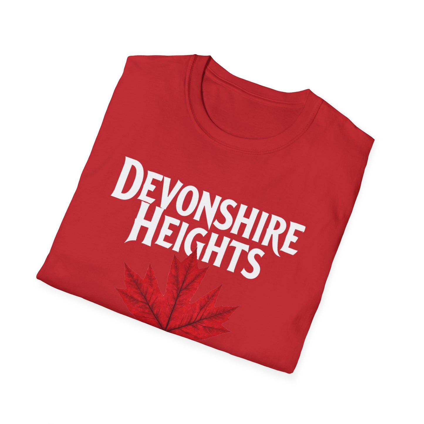 Devonshire Heights Hardcore Local Red Leaf, We Support Our Own, 1 T-Shirt, Softstyle Graphic Tee, Unisex Casual Wear, Support Local Merch, Gift for Community Lovers