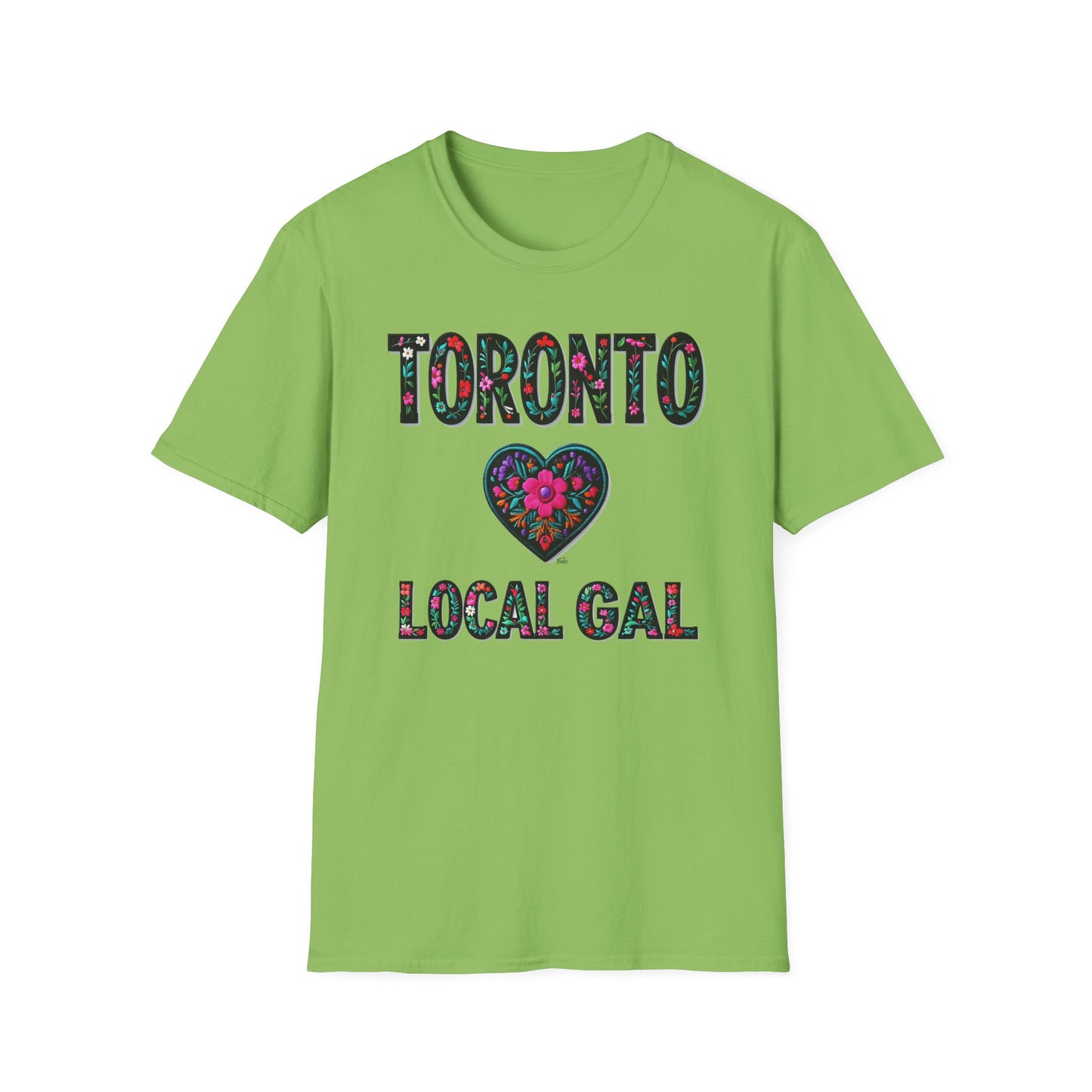 toronto Local Gal Flower-Heart T-Shirt, c06-n00-s005 Softstyle Graphic Tee, Unisex Casual Wear, Support Local Merch, Gift for Community Lovers, Finkz WINDSOR
