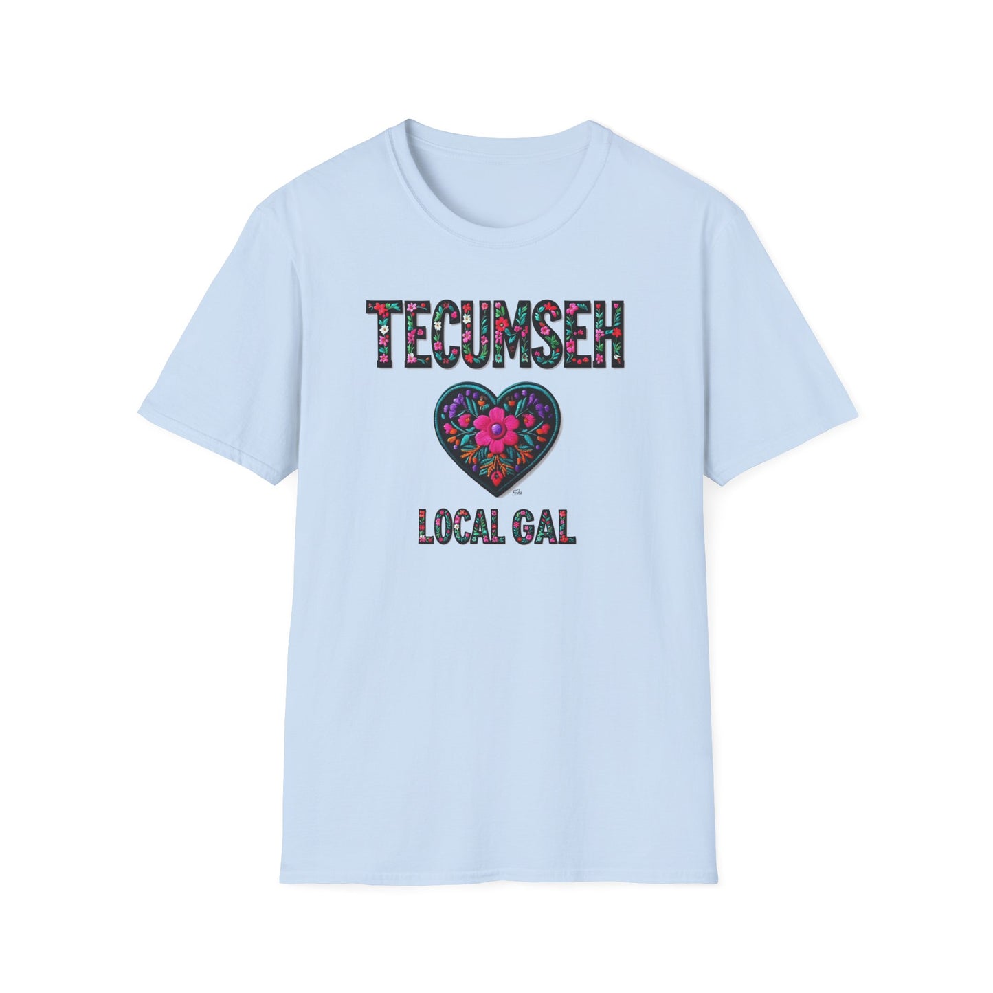 TECUMSEH Local Gal Flower-Heart T-Shirt, 3 Softstyle Graphic Tee, Unisex Casual Wear, Support Local Merch, Gift for Community Lovers, Finkz WINDSOR