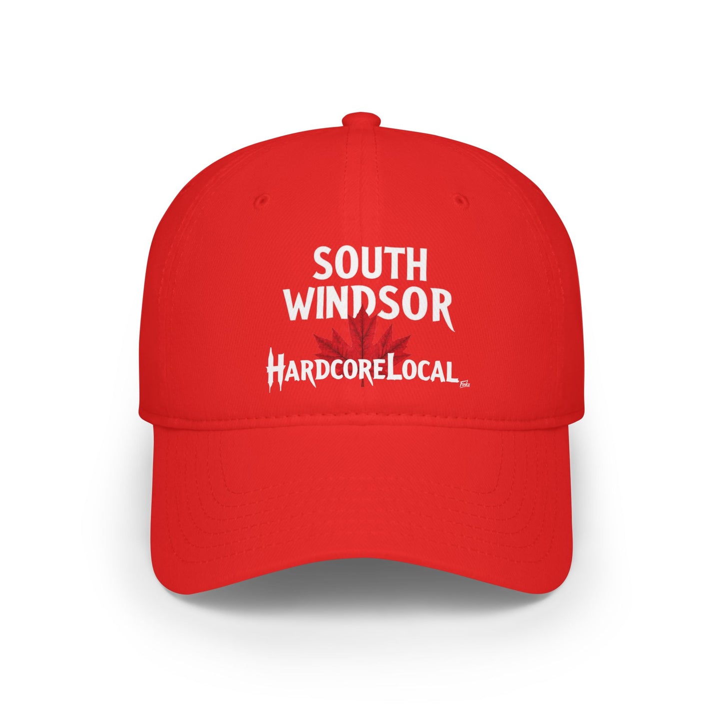 SOUTH WINDSOR HARDCORE  BIG LEAF Low Profile Baseball Cap - Red Hat for Community Lovers FINKZ WINDSOR