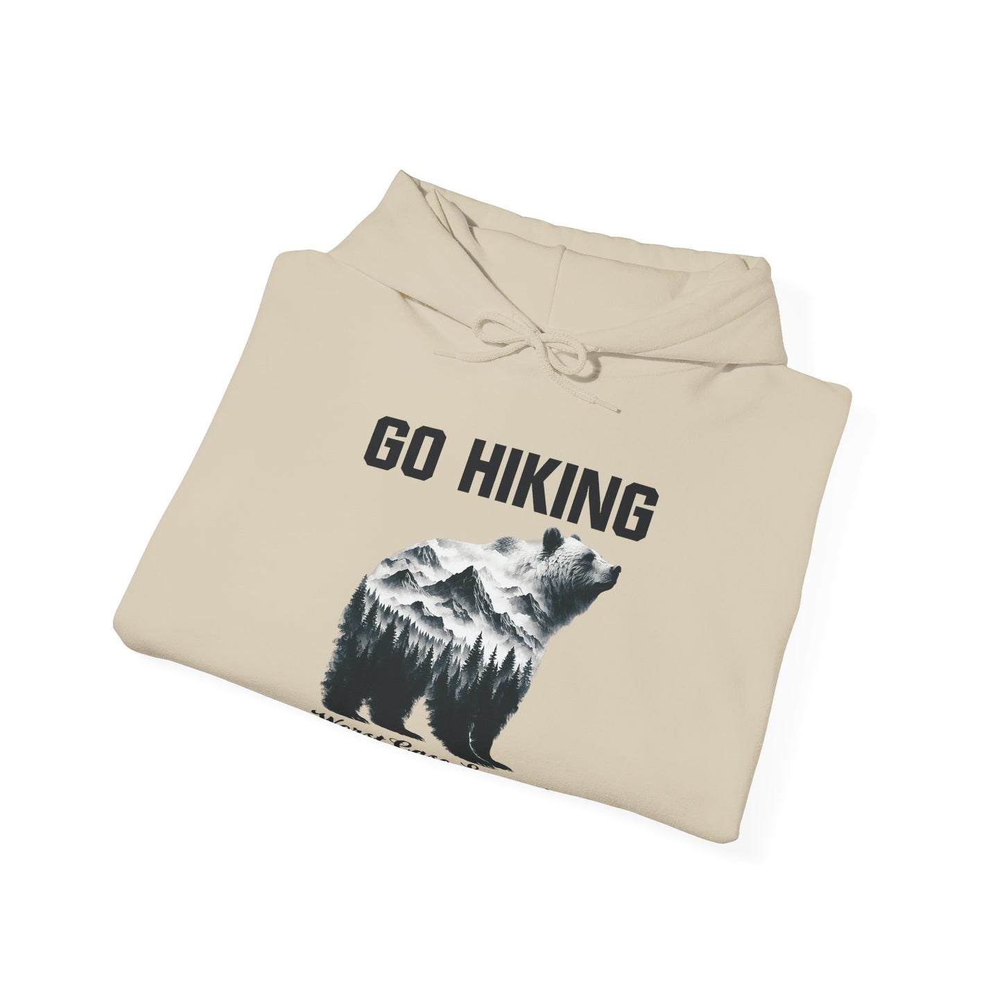 Go Hiking - Worst Case Hoodie | HappyCamperCrew.Com 100% Authentic | Cozy Camping Hoodie | Unisex Hooded Sweatshirt for Nature Lovers, Casual Wear, Gift for Him/Her, Outdoor Adventures, Cozy Days & Warm Nights by the Campfire