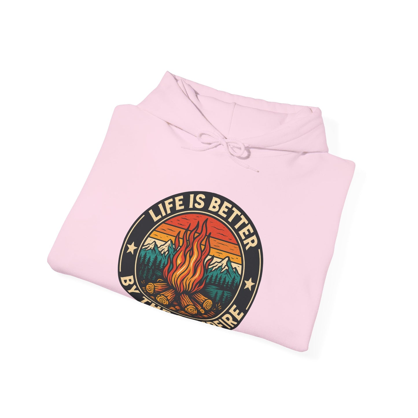 Life Is Better Around The Campfire Hoodie | HappyCamperCrew.Com 100% Authentic | Cozy Camping Hoodie | Unisex Hooded Sweatshirt for Nature Lovers, Casual Wear, Gift for Him/Her, Outdoor Adventures, Cozy Days & Warm Nights by the Campfire