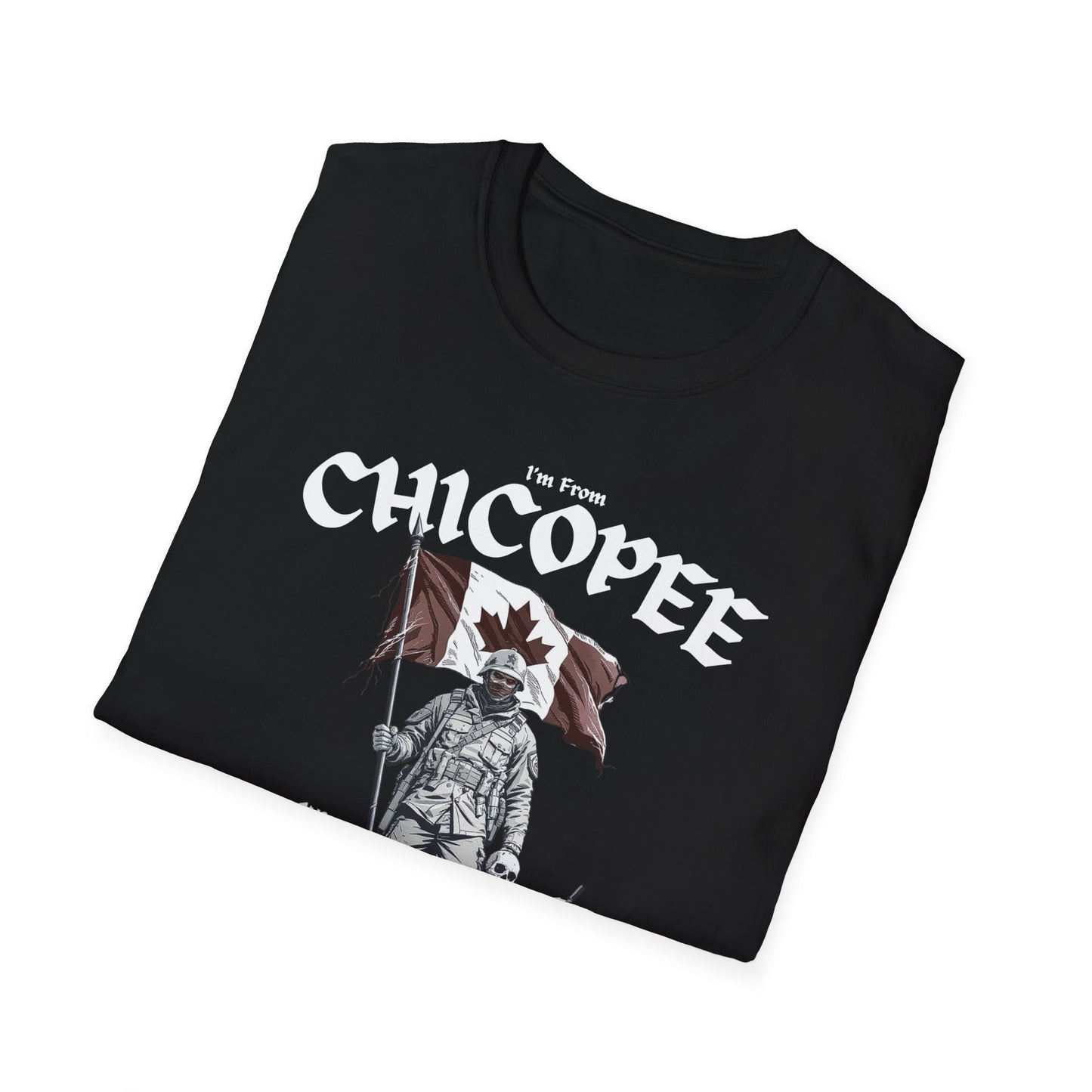 Chicopee Underestimate Guy T-Shirt, c03-n01-s002 Softstyle Graphic Tee, Unisex Casual Wear, Support'n Locals Merch, Gift for Community Lovers.