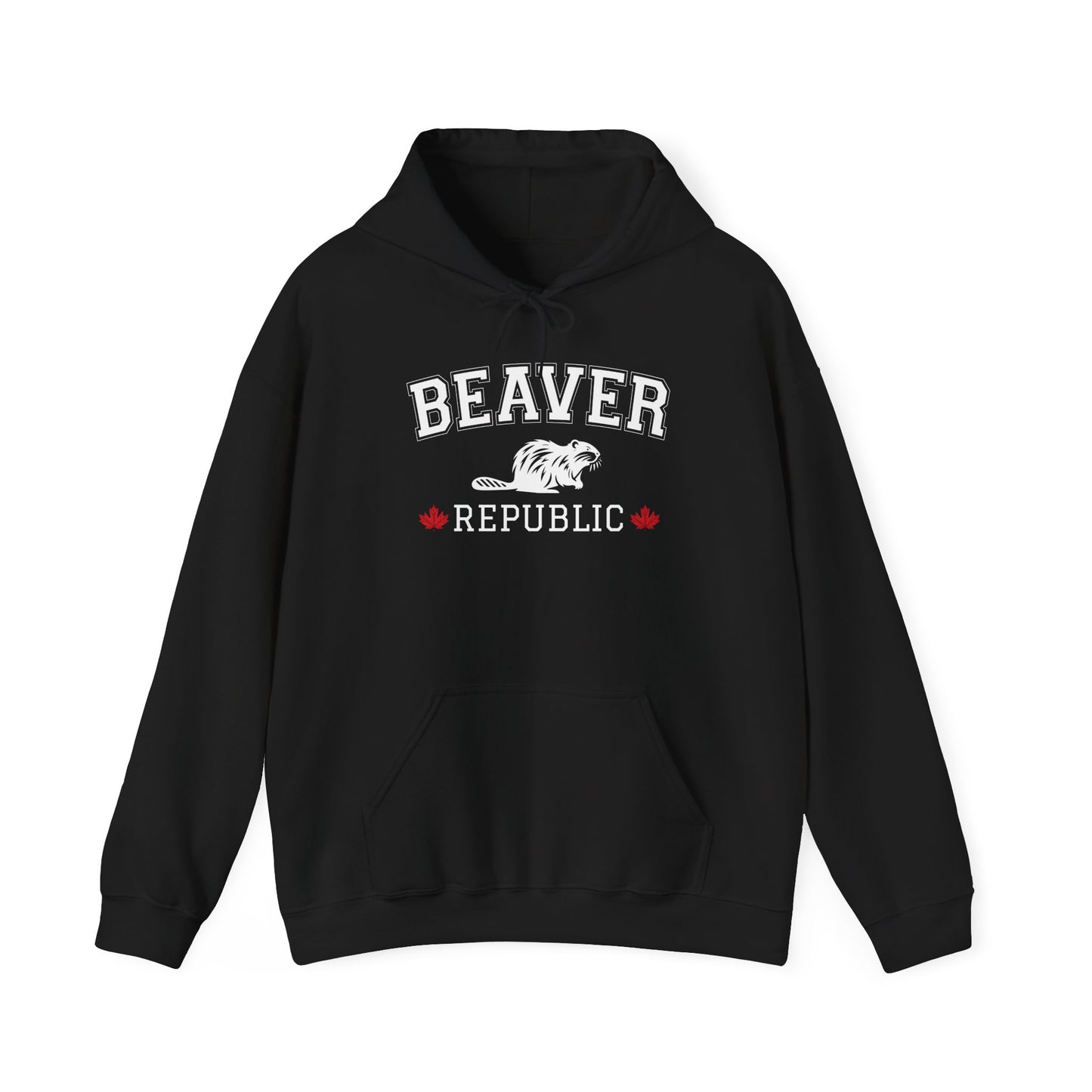 Beaver Republic Black, Hooded Sweatshirt Unisex Heavy Blend™ Pullover, Casual Hoodie for Every Day, Gift for Friends, Support'n Locals -Local Pride Apparel Support Your Community