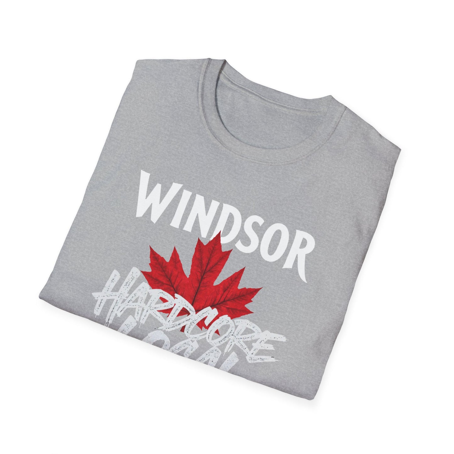 Windsor Hardcore Local, We Support Our Own,  Red Leaf 2 T-Shirt, Softstyle Graphic Tee, Unisex Casual Wear, Support Local Merch, Gift for Community Lovers