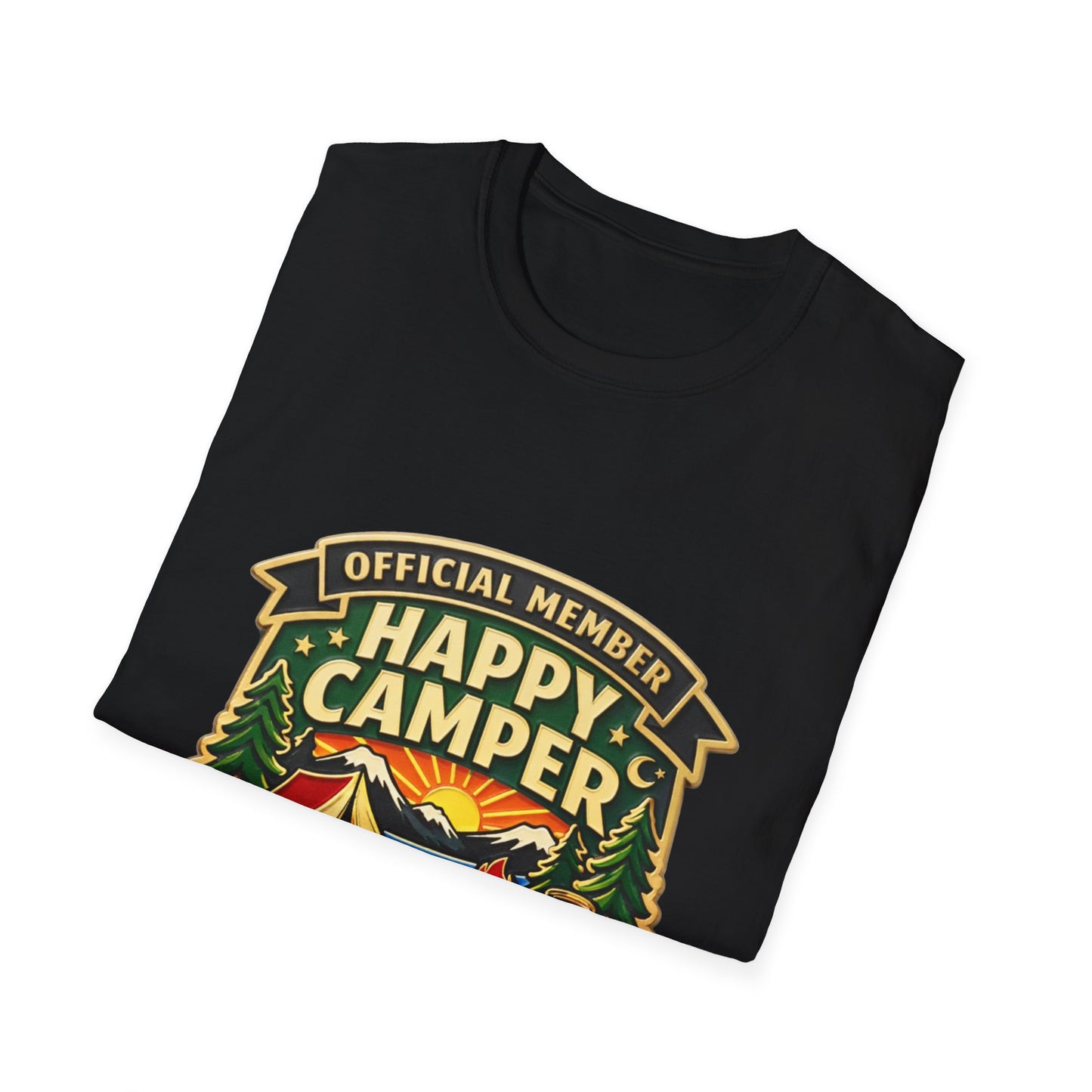 Happy Camper Crew T-Shirt Dark, Softstyle, Unisex  - HappyCamperCrew.com