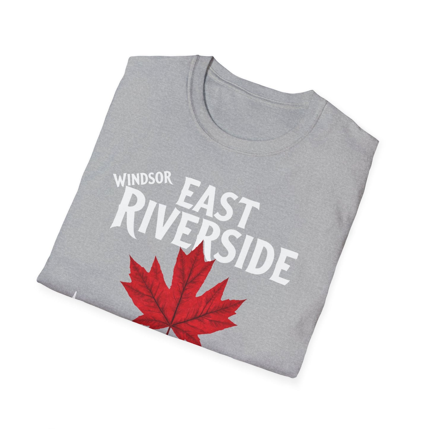 Windsor East Riverside Hardcore Local Red Leaf, We Support Our Own, 1 T-Shirt, Softstyle Graphic Tee, Unisex Casual Wear, Support Local Merch, Gift for Community Lovers