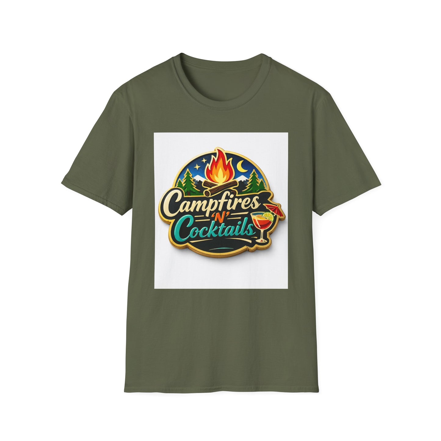 Campfire'N Cocktails T-Shirt, Softstyle, Unisex - CampfireNCocktails.com