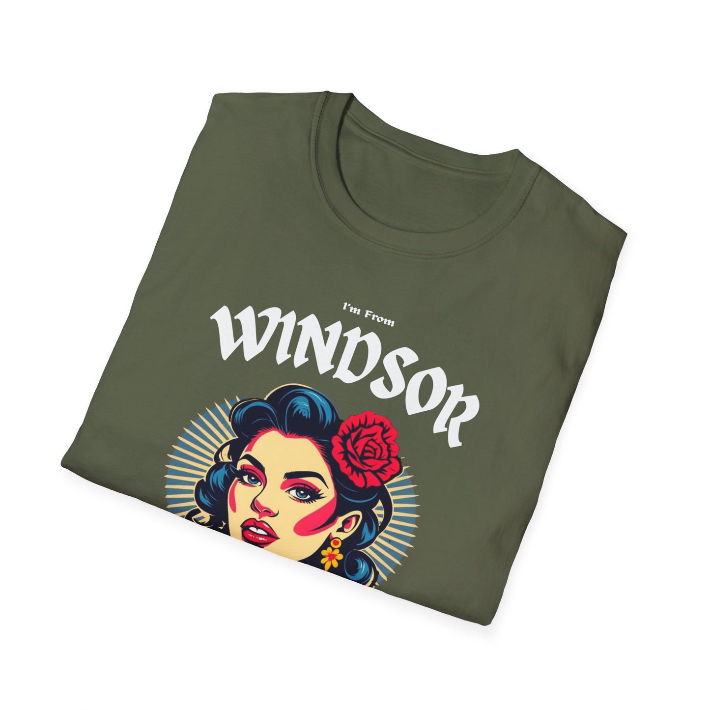 Windsor Underestimate Gal T-Shirt, c01-n00-s001 Softstyle Graphic Tee, Unisex Casual Wear, Support'n Locals Merch, Gift for Community Lovers.