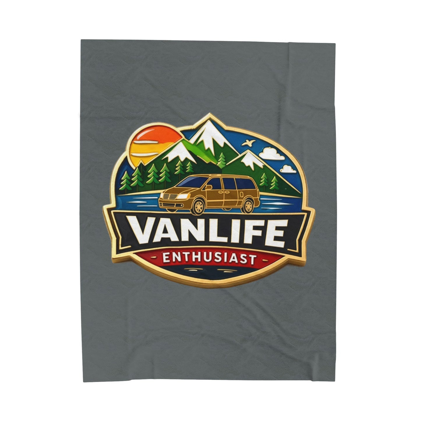 Velveteen Plush Blanket — "Vanlife Enthusiast" Mountain Camper Throw