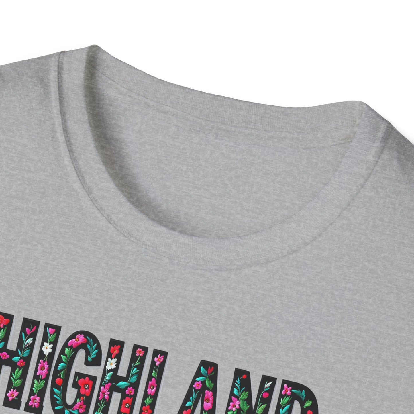 Highland Local Gal Flower-Heart T-Shirt, c02-n05-s05  Softstyle Graphic Tee, Unisex Casual Wear, Support Local Merch, Gift for Community Lovers, Finkz WINDSOR