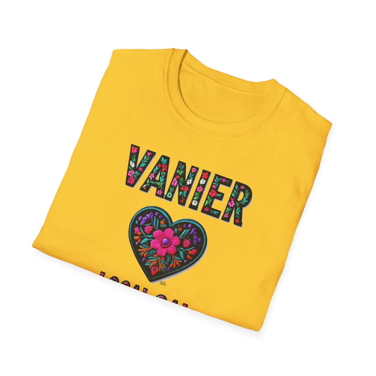 Vanier Local Gal Flower-Heart T-Shirt, c03-n09-s05  Softstyle Graphic Tee, Unisex Casual Wear, Support Local Merch, Gift for Community Lovers, Finkz WINDSOR