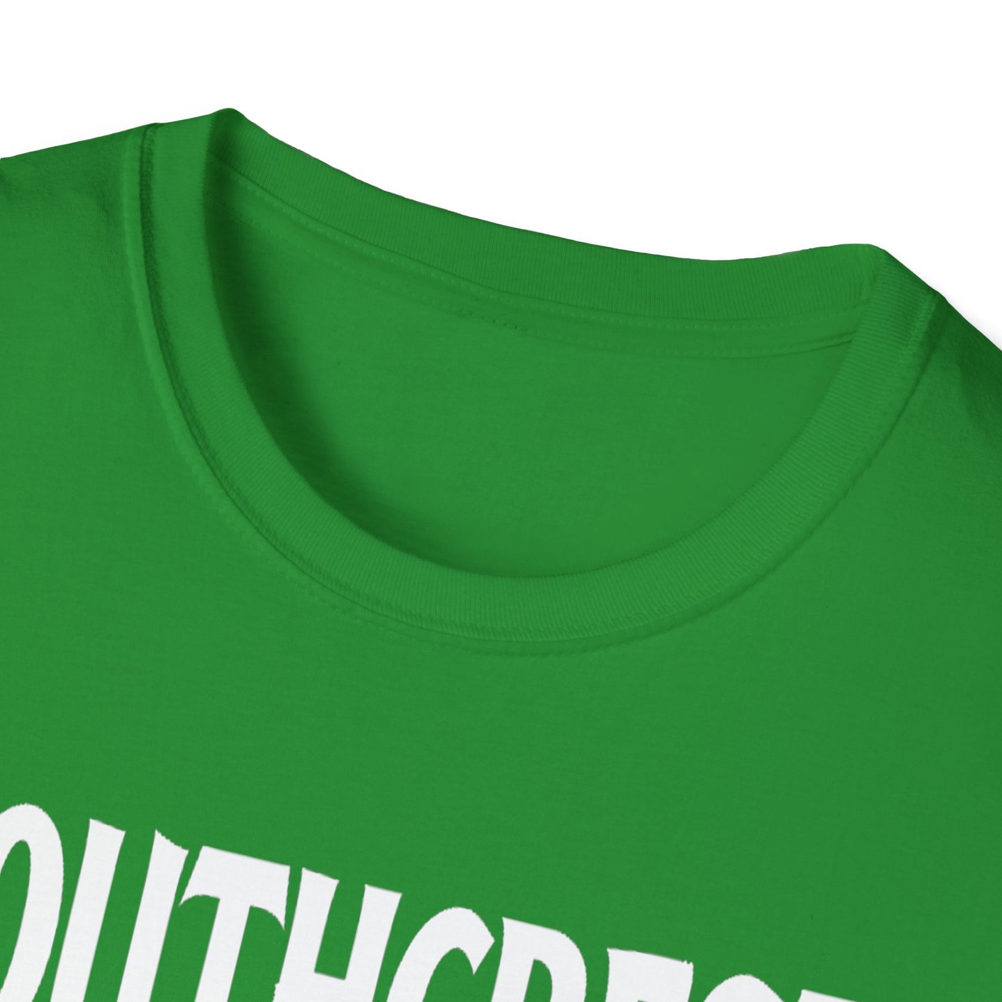 Southcrest Hardcore We Support Our Own Red Leaf T-Shirt, c02-n07-s006 Softstyle Graphic Tee, Unisex Casual Wear, Support'n Locals Merch, Gift for Community Lovers.