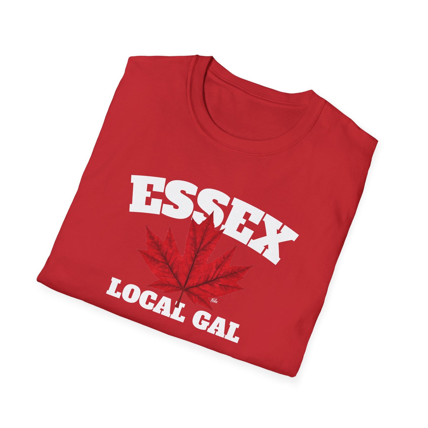 ESSEX Local Gal Red Leaf T-Shirt, Softstyle Graphic Tee, Unisex Casual Wear, Support Local Merch, Gift for Community Lovers, Finkz Windsor