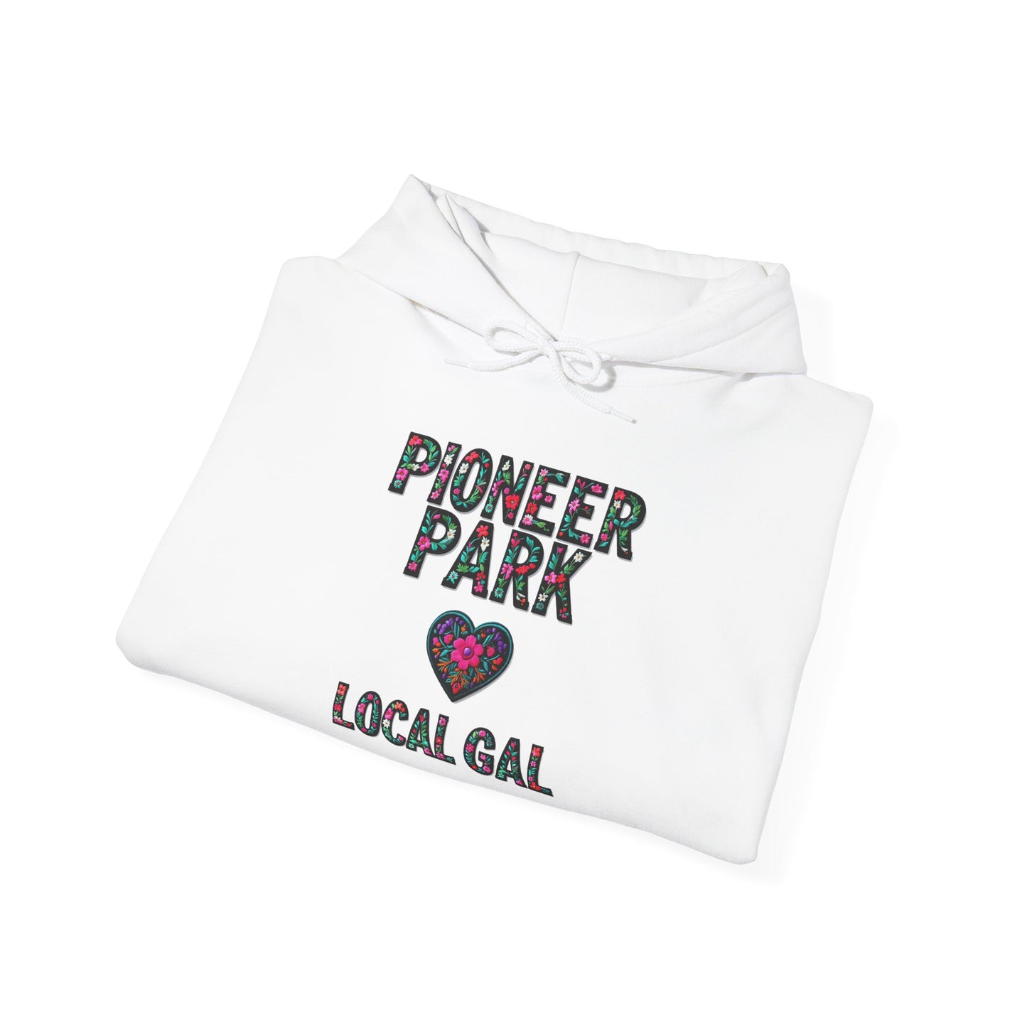Pioneer Park Local Gal Flower c03-n08-hs005, Hooded Sweatshirt -  Unisex Heavy Blend™ Pullover, Casual Hoodie for Every Day, Gift for Friends, Support'n Locals -Local Pride Apparel Support Your Community