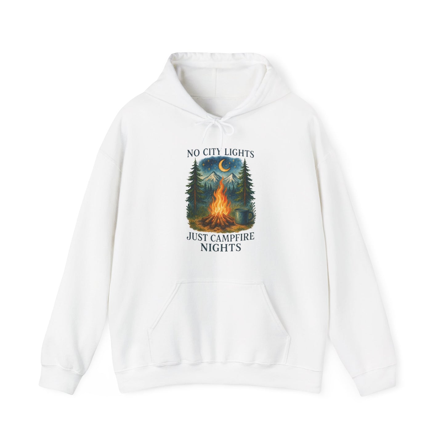 No City Lights Hoodie | HappyCamperCrew.Com 100% Authentic | Cozy Camping Hoodie | Unisex Hooded Sweatshirt for Nature Lovers, Casual Wear, Gift for Him/Her, Outdoor Adventures, Cozy Days & Warm Nights By The Campfire