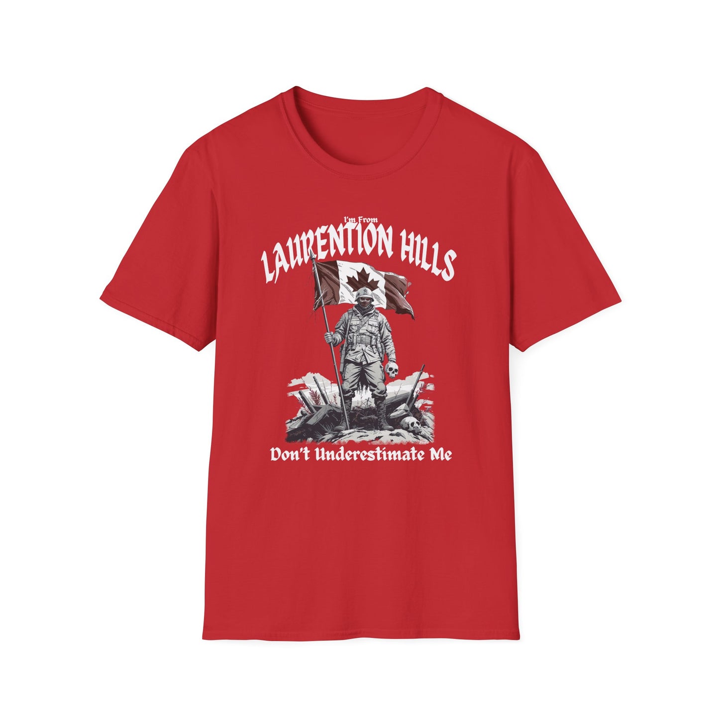Laurention Hills Underestimate Guy T-Shirt, c03-n06-s002 Softstyle Graphic Tee, Unisex Casual Wear, Support'n Locals Merch, Gift for Community Lovers.