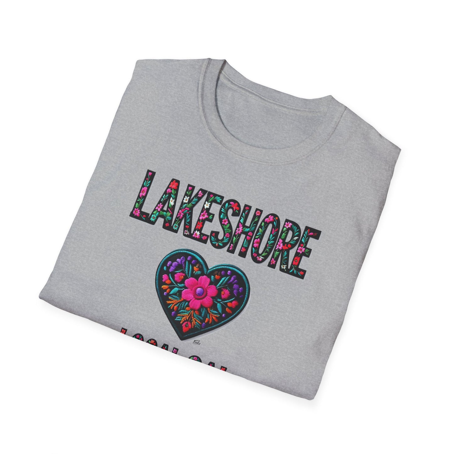 LAKESHORE Local Gal Flower-Heart T-Shirt, 3 Softstyle Graphic Tee, Unisex Casual Wear, Support Local Merch, Gift for Community Lovers, Finkz WINDSOR