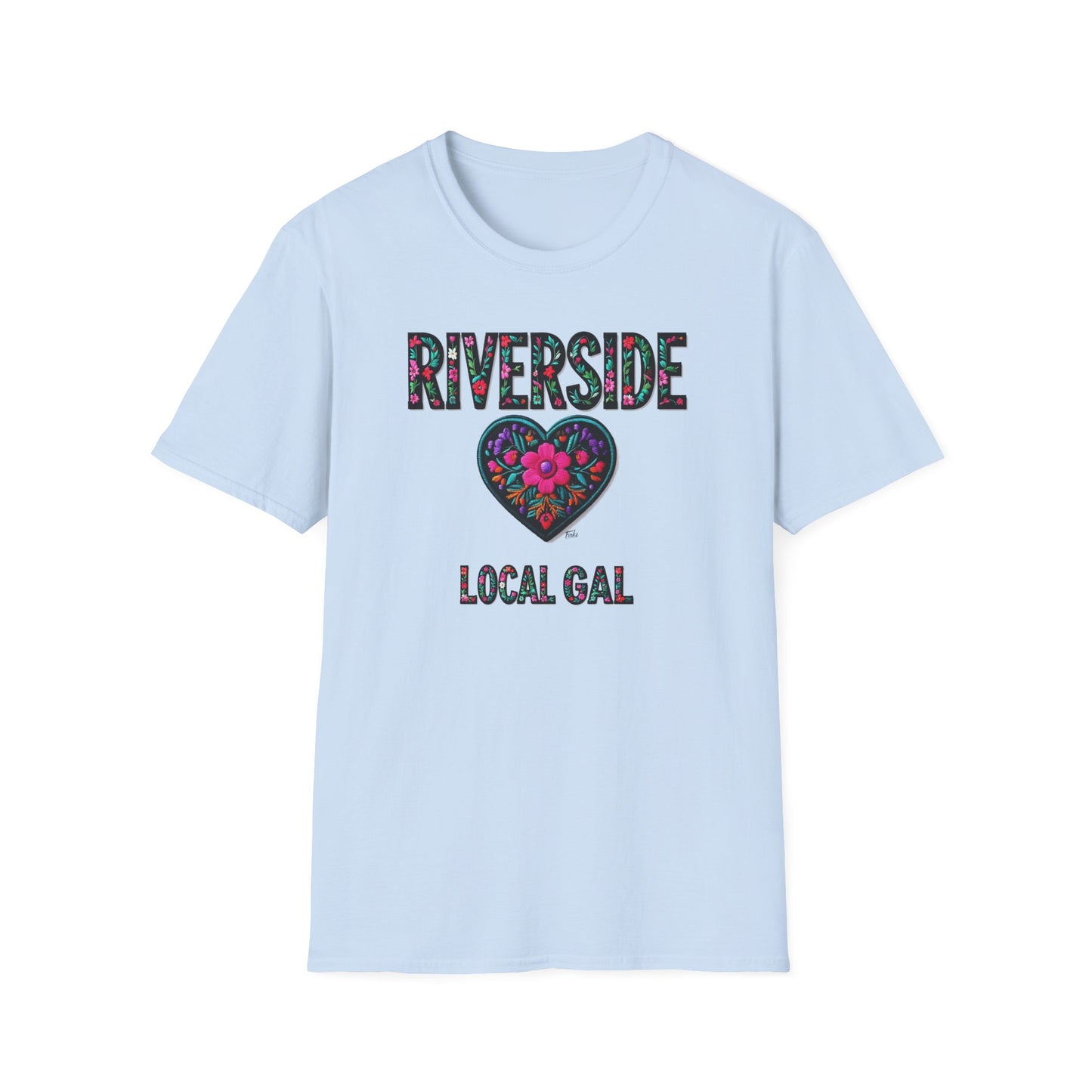 RIVERSIDE Local Gal Flower-Heart T-Shirt, Softstyle Graphic Tee, Unisex Casual Wear, Support Local Merch, Gift for Community Lovers, Finkz WINDSOR