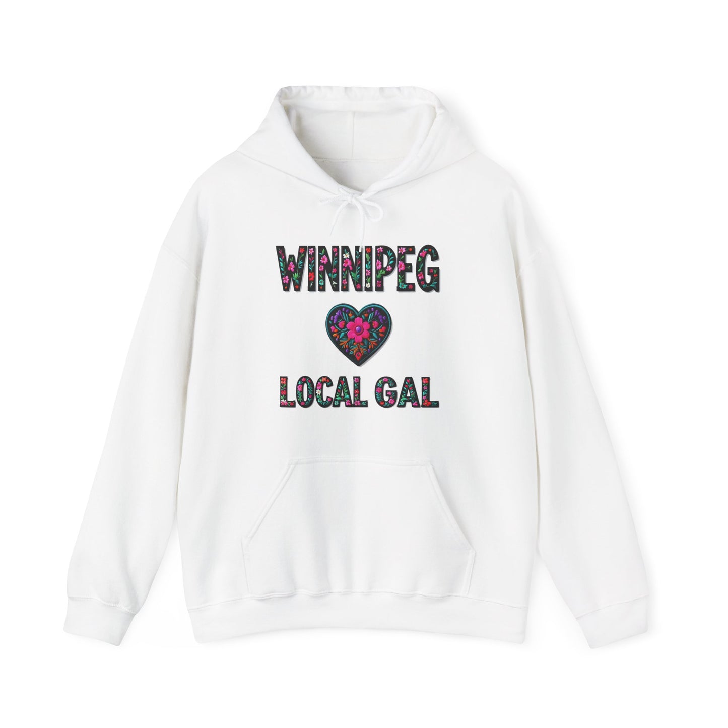 Winnipeg Local Gal Flower c09-n00-hs005, Hooded Sweatshirt -  Unisex Heavy Blend™ Pullover, Casual Hoodie for Every Day, Gift for Friends, Support'n Locals -Local Pride Apparel Support Your Community