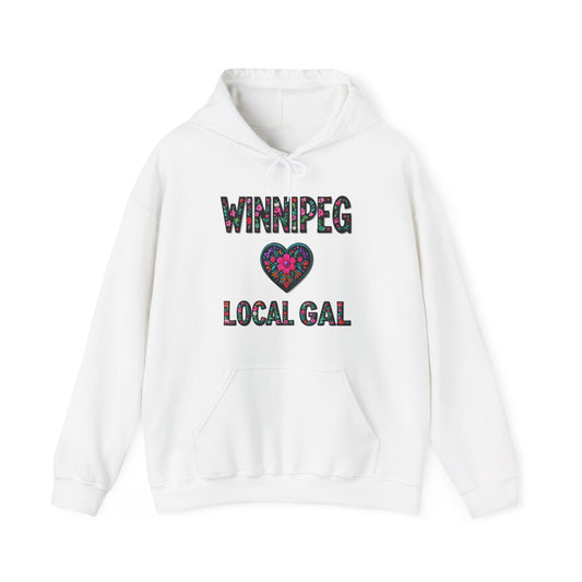 Winnipeg Local Gal Flower c09-n00-hs005, Hooded Sweatshirt -  Unisex Heavy Blend™ Pullover, Casual Hoodie for Every Day, Gift for Friends, Support'n Locals -Local Pride Apparel Support Your Community